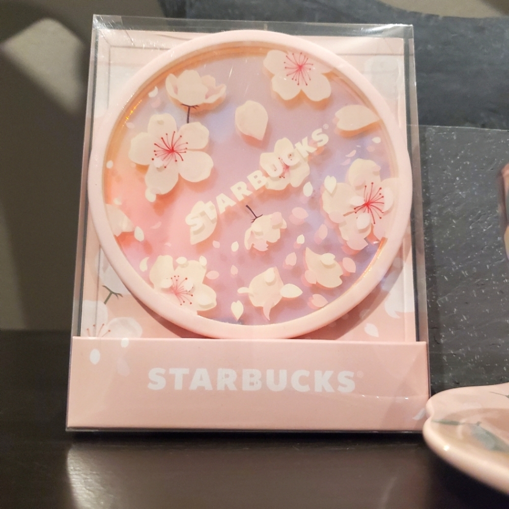 Starbucks Korea 22 Cherry Blossom Acrylic coaster w/ Aurora effect